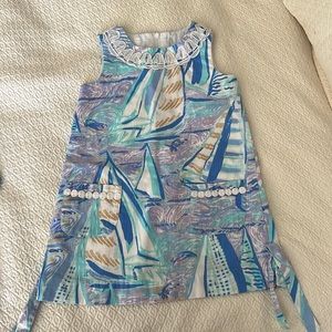 Lilly Pulitzer Girls Sailboat Shift Dress Size 3T